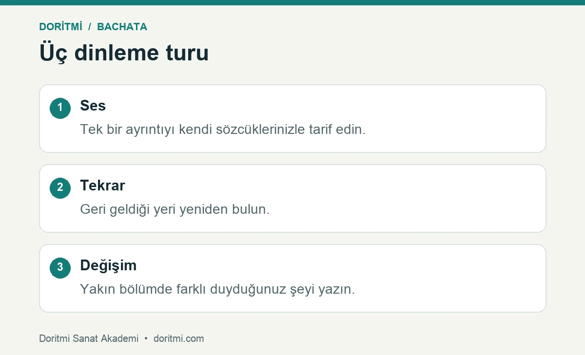 Bachata ritim dinleme için ses, tekrar ve değişim turları