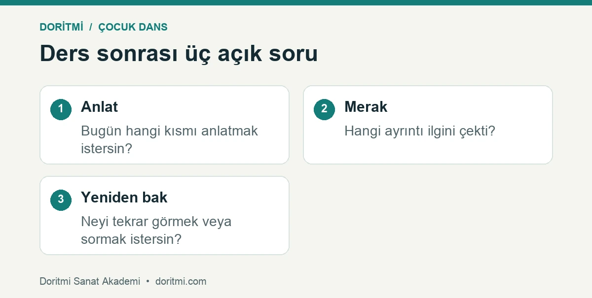 Çocuk dans gözlemi için üç açık veli sorusu