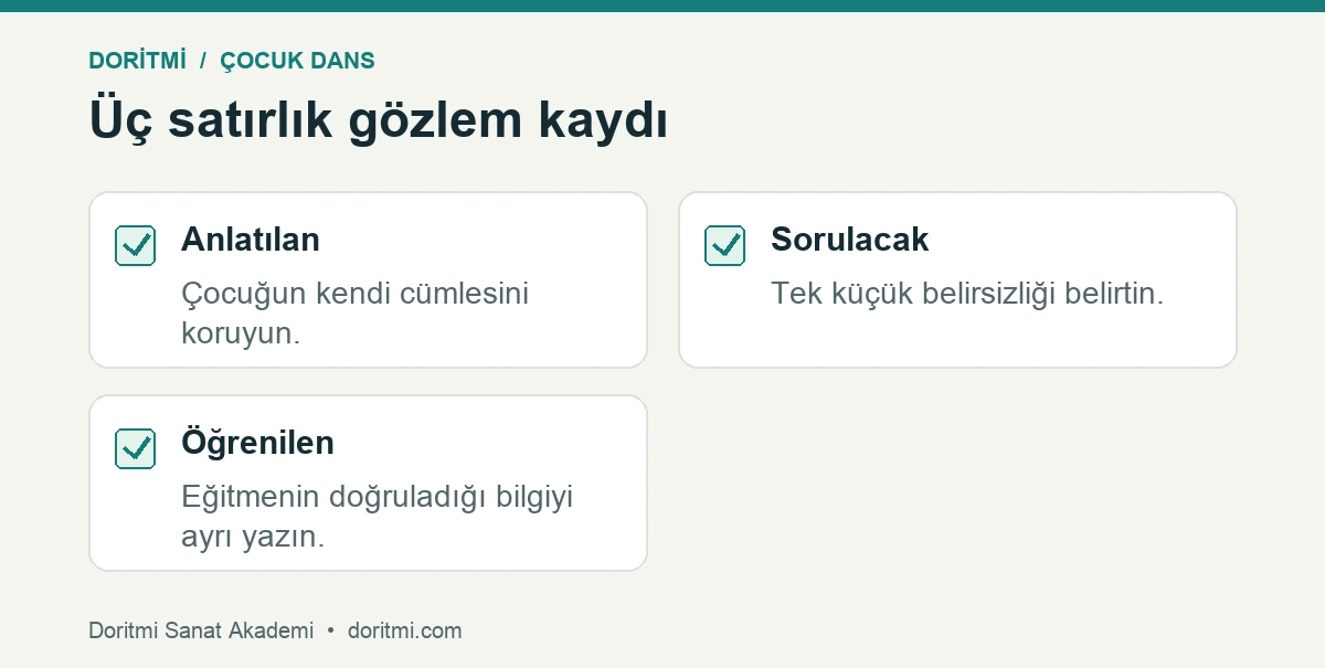 Çocuk dansı sonrası kısa veli gözlem kaydı