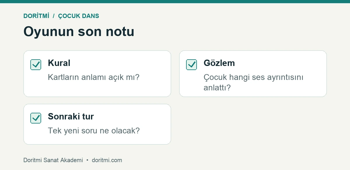 Çocuk dinleme oyununda kural, gözlem ve sonraki tur kontrolü