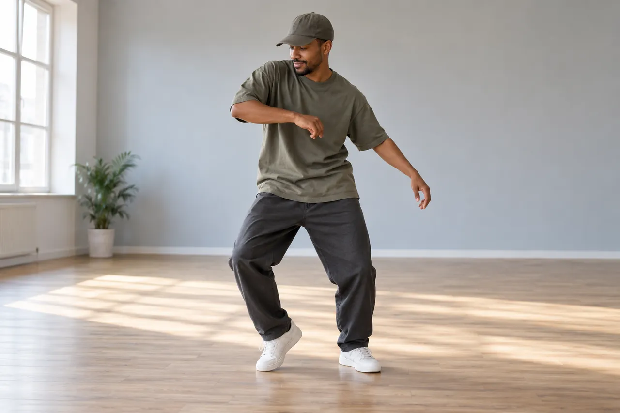 Temel hip hop hareketi çalışan yetişkin.