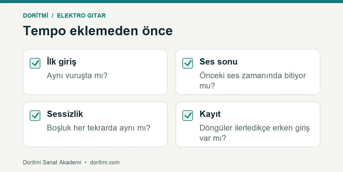 Tekrarlanan riffte giriş ses sonu sessizlik ve kayıt kontrolü