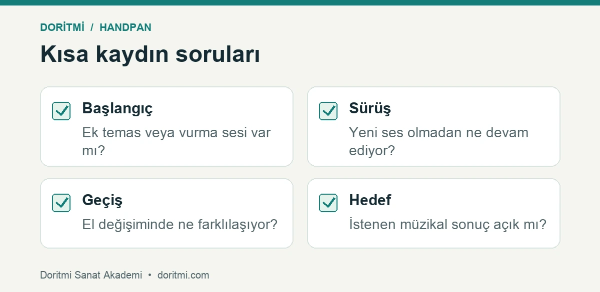 Handpan ses kaydında başlangıç, sürüş, geçiş ve hedef kontrolü