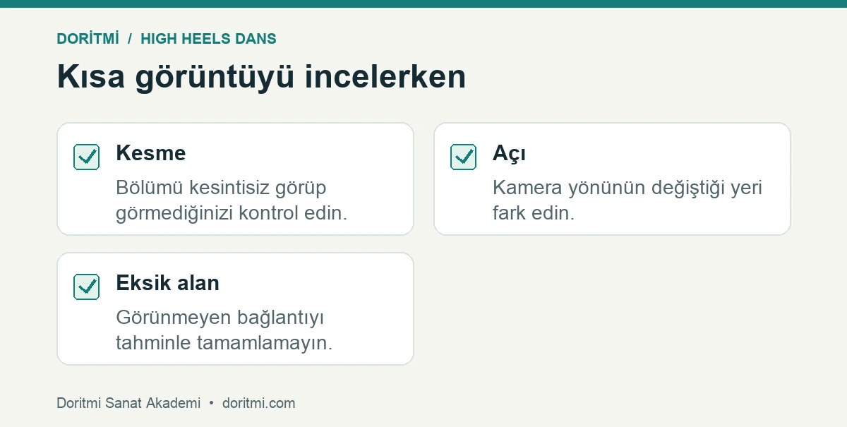 High heels video için kesme, açı ve eksik alan kontrolü