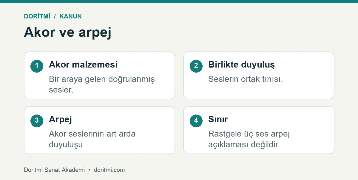 Kanun arpej başlangıcı: kanunda akor malzemesi ile arpej sırasını ayıran kavramsal şema