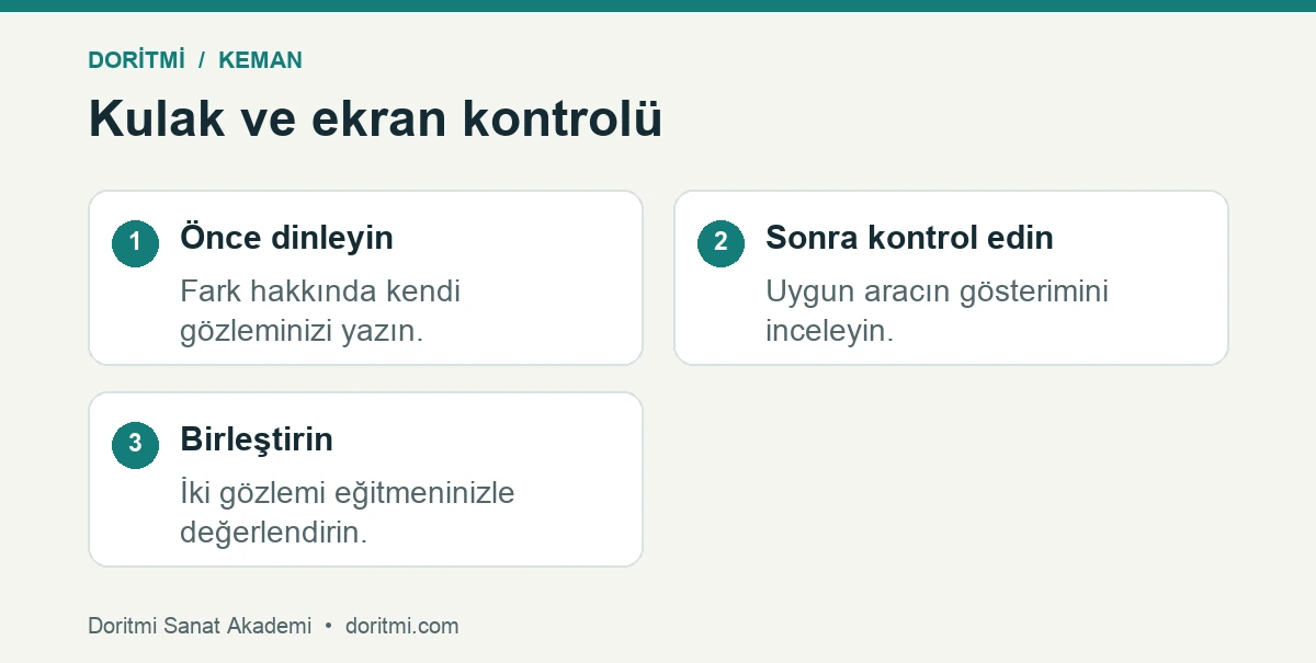 Keman entonasyonunda dinleme ve görsel araç kontrolünün karşılaştırılması