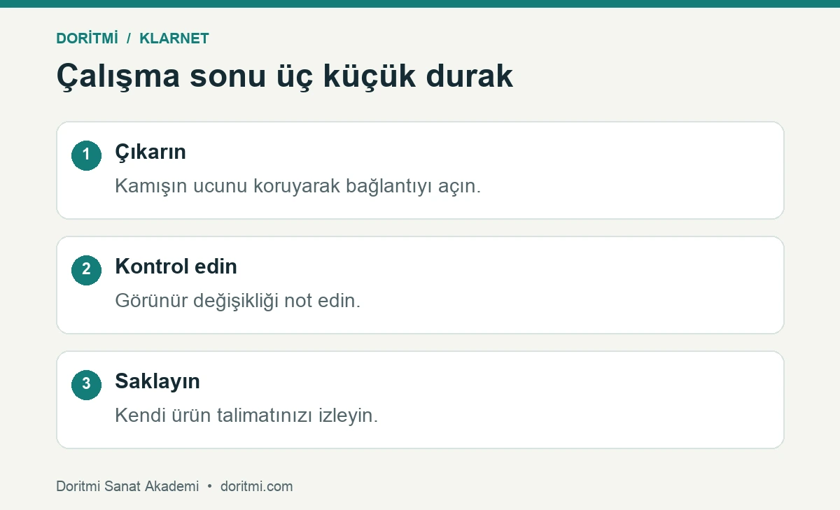 Klarnet kamış bakımı: klarnet kamışını çıkarma kontrol ve saklama adımları