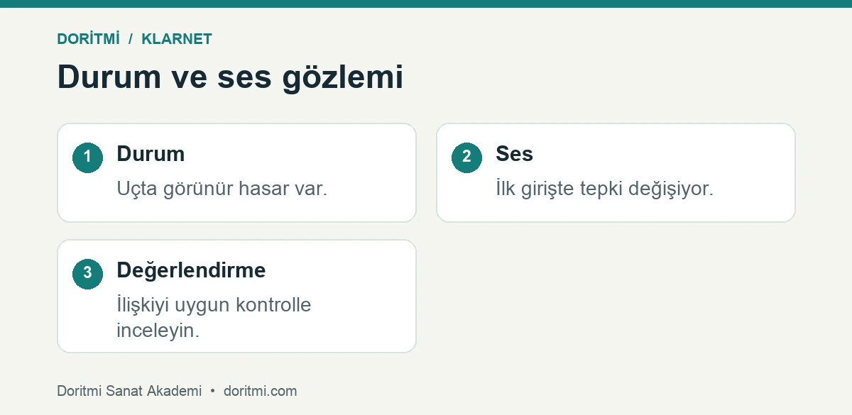 Kamışın görünür durumu ile klarnet ses gözleminin karşılaştırılması