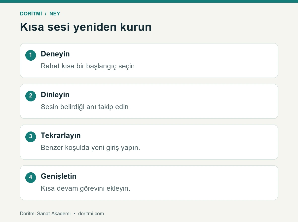 Ney ilk sesini başlatma dinleme tekrar ve kısa devam adımları