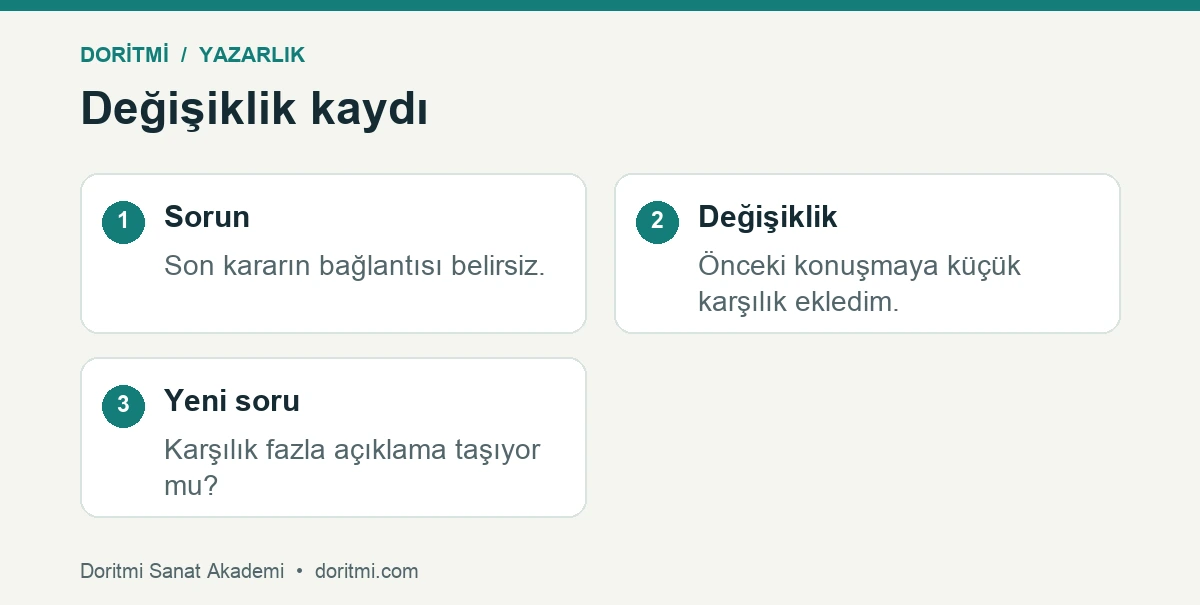 Öykü düzeltmesinde sorun, değişiklik ve yeni soru örneği