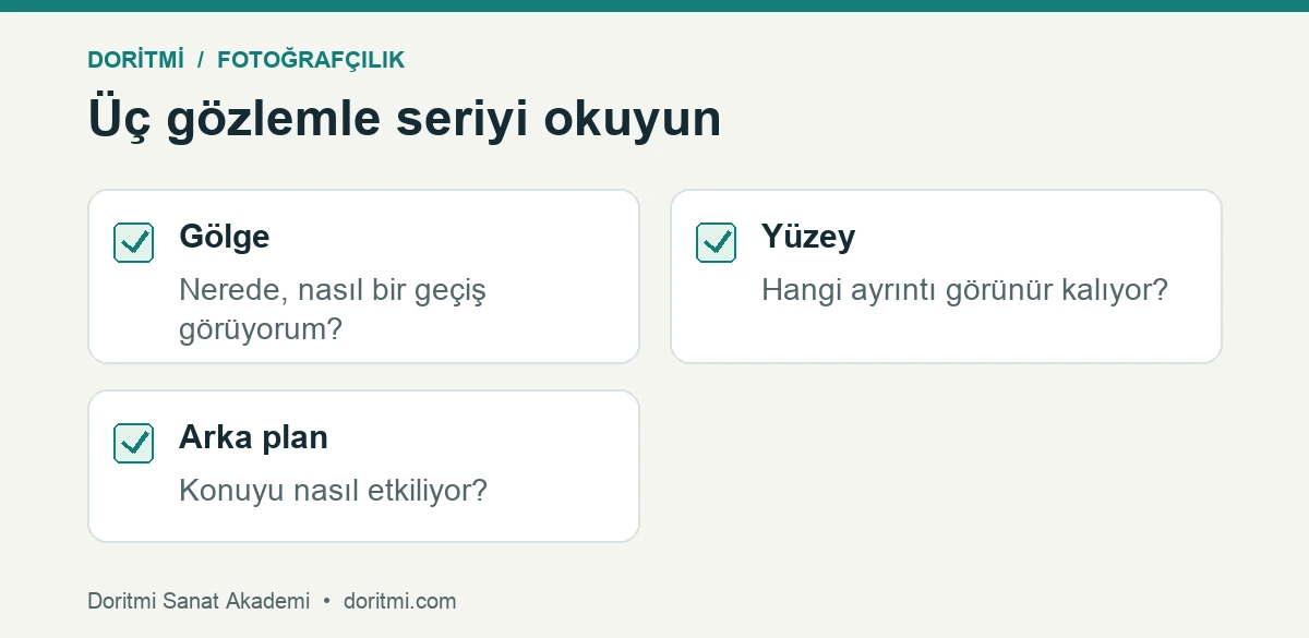 Fotoğraf serisinde gölge, yüzey ve arka plan kontrolü