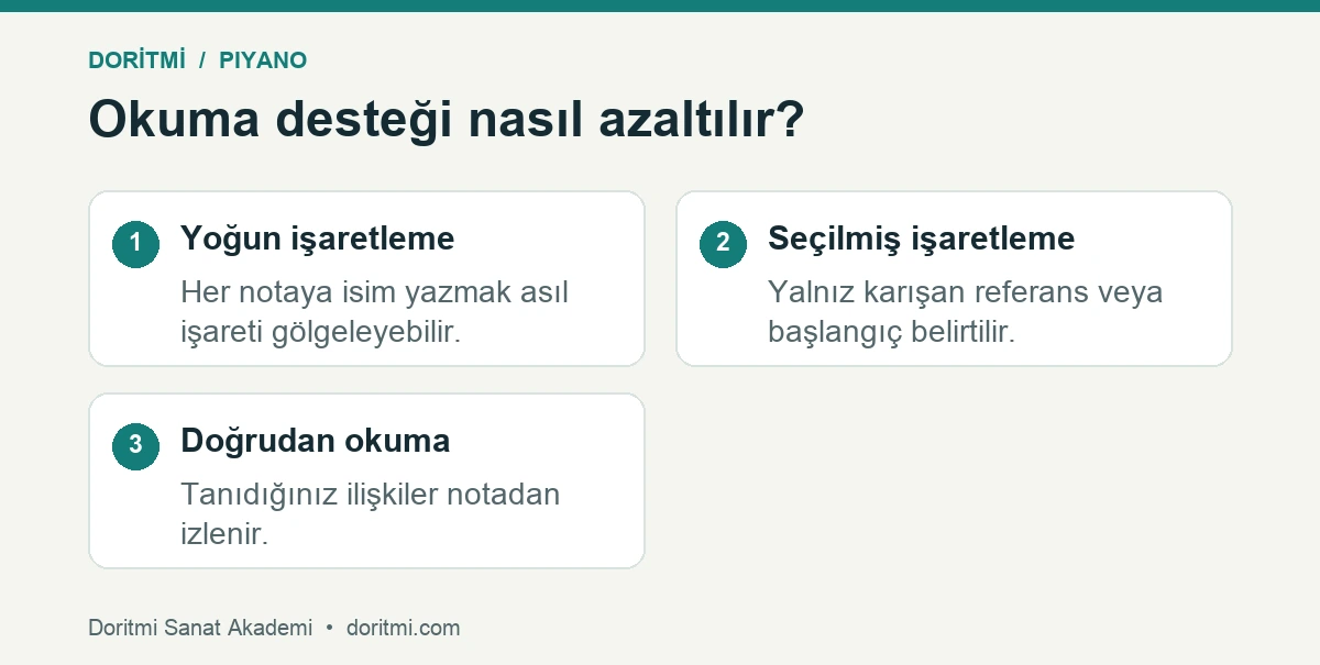 Her notaya isim yazma ile yalnız referansları işaretleme karşılaştırması