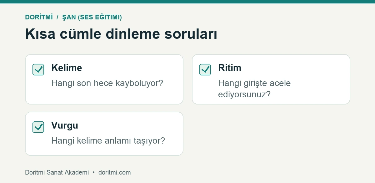 Şan cümlesinde kelime sonu ritim ve anlam vurgusu kontrol listesi