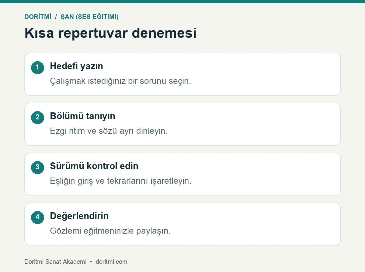 Şan için hedef bölüm eşlik sürümü ve değerlendirme adımları