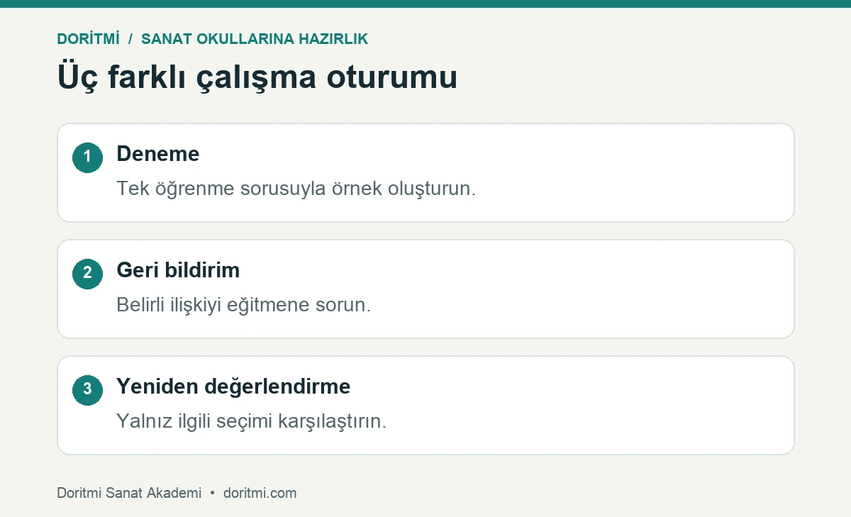 Sanat hazırlığında deneme, geri bildirim ve yeniden değerlendirme