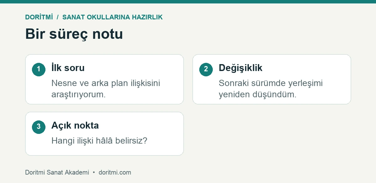 Sanat çalışmasında soru, değişiklik ve açık nokta örneği
