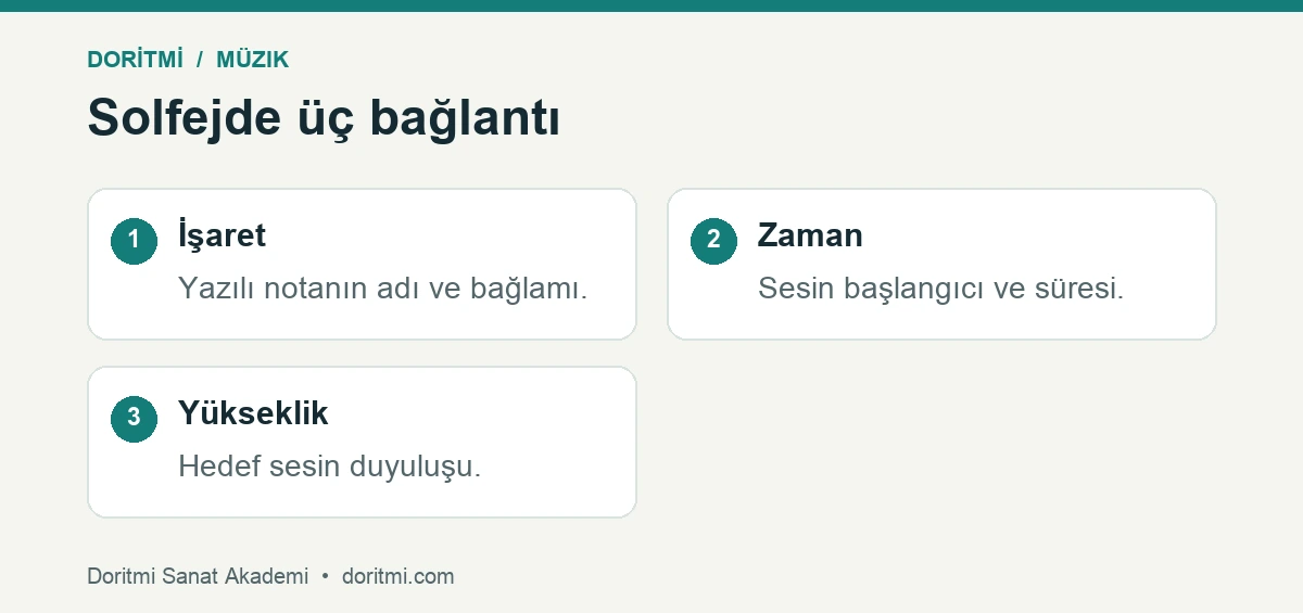 Solfej başlangıç çalışması: solfej başlangıcında işaret, zaman ve ses yüksekliğini ayıran şema