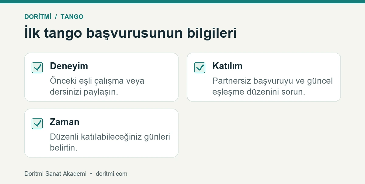 Tango ilk dersi: ilk tango başvurusunda deneyim, partner koşulu ve zaman kontrolü