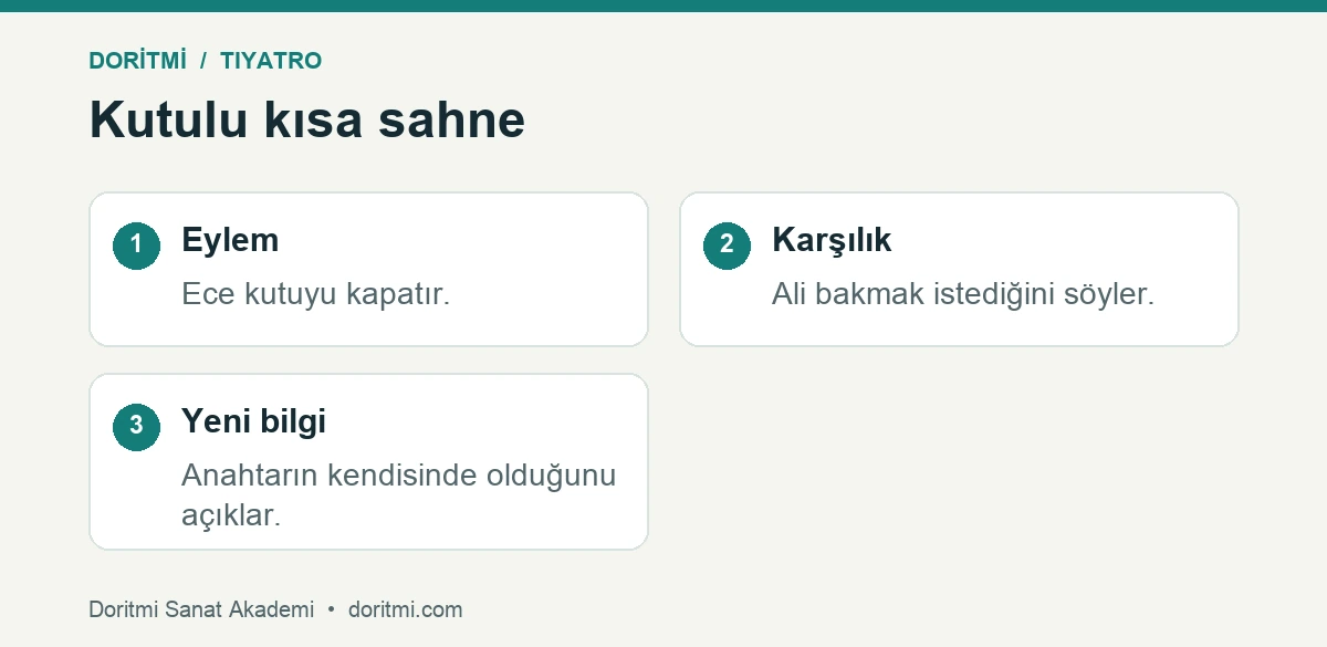 Özgün kısa tiyatro sahnesinde eylem, karşılık ve yeni bilgi
