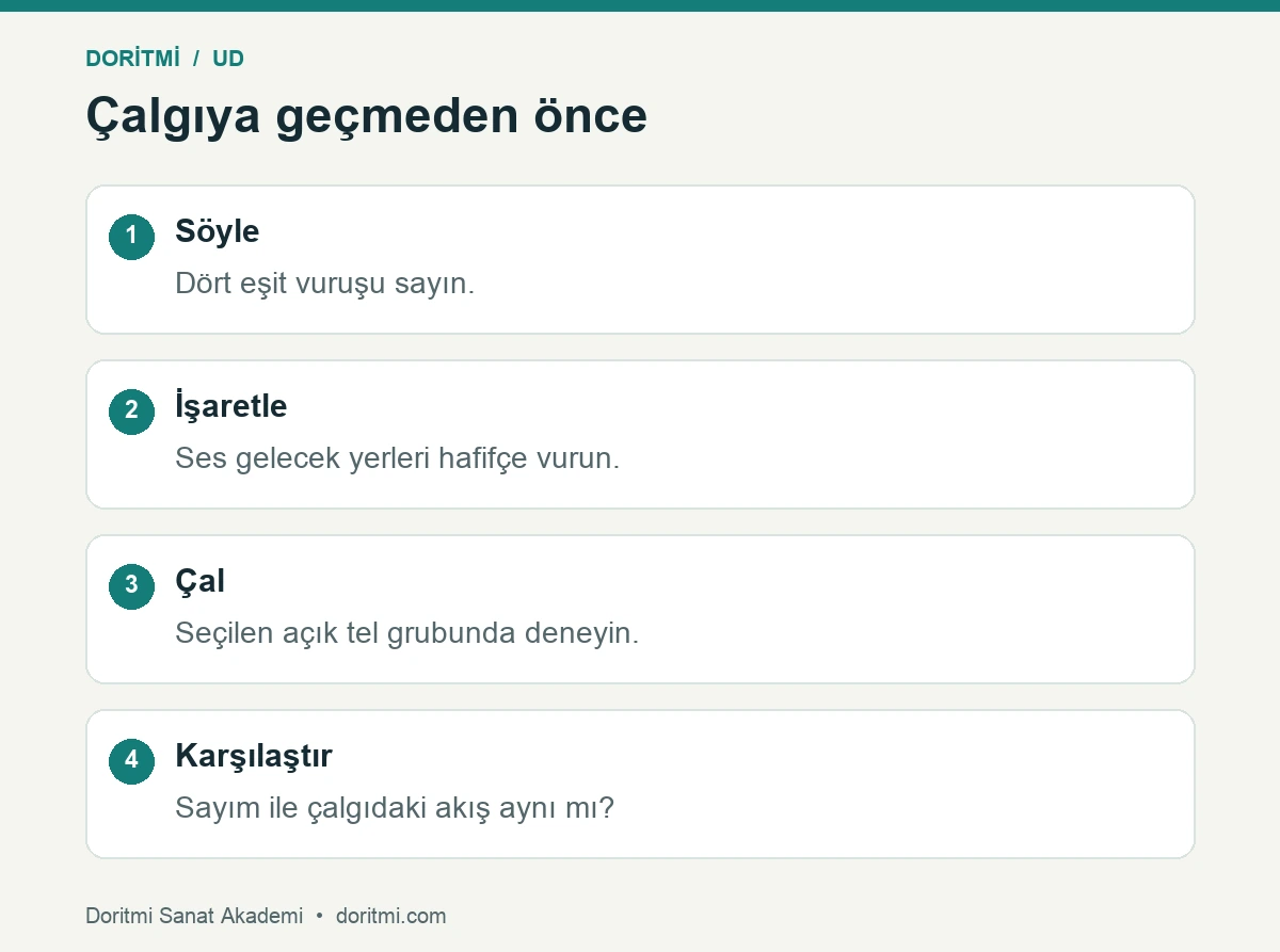 Ud sayım çalışmasında söyleme, işaretleme, çalma ve karşılaştırma